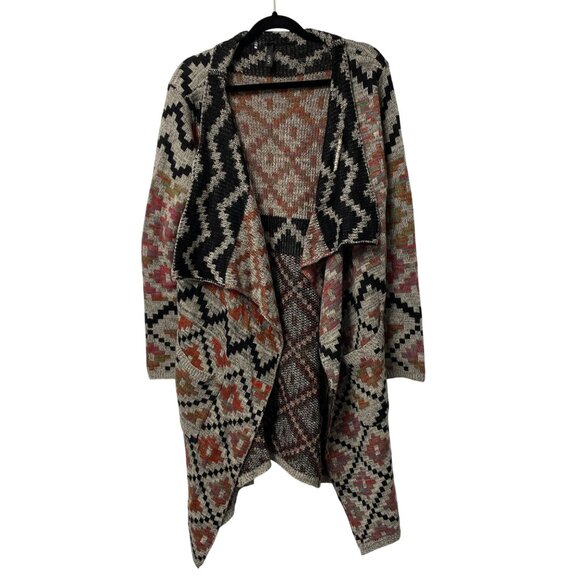 ELAN SWEATER CARDIGAN AZTEC TRIBAL POCKETS WOOL BLEND KNIT LAGENLOOK SIZE M - Picture 1 of 9